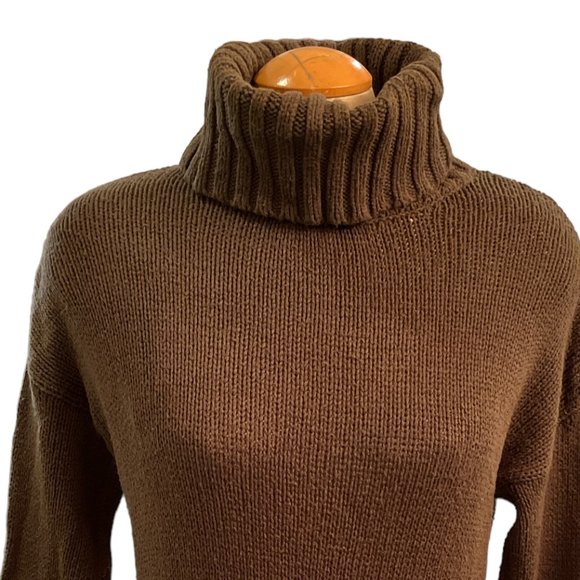 HALOGEN Green Long Knit Turtleneck Sweater Size S Hi Low **Deep Olive Green - Picture 5 of 9